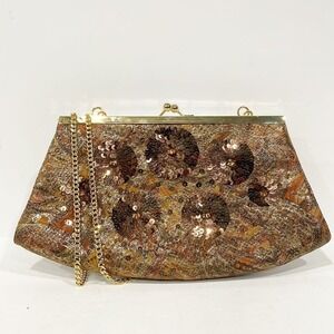Vintage‎ J Renee Gold Sequined Crossbody Shoulder Clutch Women's Handbag